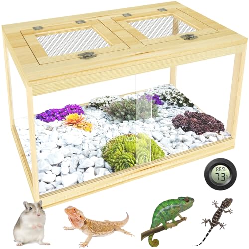 Reptilien-Terrarium-Tankbecken, Schlangengehege, Eidechse, Leoparden-Gecko-Tank mit zu öffnendem Metallgeflecht, abschließbarer Bartdrachenbehälter, Frontöffnung (Kiefer, 61 x 40,6 x 40,6 cm) von Nalwort