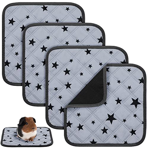 4 Stück Meerschweinchen Käfig Einlagen Fleece Meerschweinchen Einstreu Saugfähig Meerschweinchen PIPI Pads Wiederverwendbar rutschfeste Meerschweinchen Matte mit Stern Muster (30 x 30 cm) von Namalu