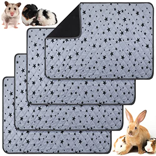 Namalu 4 Stück Meerschweinchen Käfig Einlagen Fleece Meerschweinchen Einstreu Saugfähig Meerschweinchen PIPI Pads Wiederverwendbar rutschfeste Meerschweinchen Matte mit Stern Muster (60 x 90 cm) von Namalu