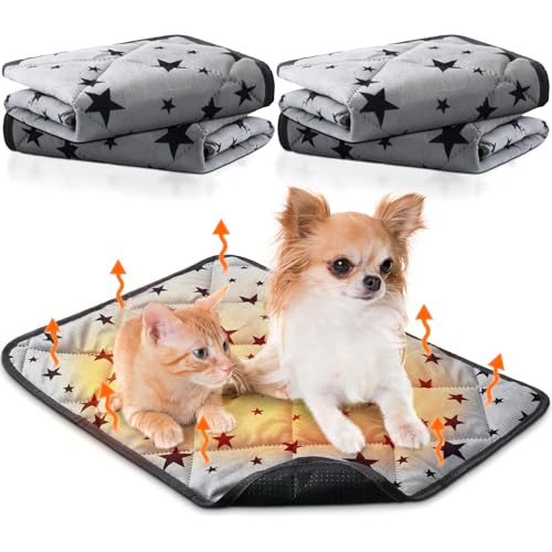 Namalu 4 Selbstwärmende Katzendecken Selbstheizende Hundedecke mit Stern Muster Weiche Decke für Haustier Waschbares Hundebett rutschfeste Heizdecke für Outdoor Indoor (60 x 90 cm, Rechteck) von Namalu