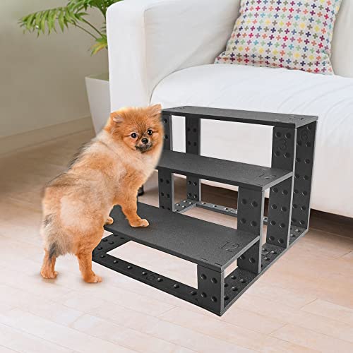 NAMSAN Hundetreppe Katzentreppe 3 Stufen Haustiertreppe für Bett Sofa Einfach zu Montieren Rampe für Hund/Katze, 42 x 40 x 31CM von Namsan