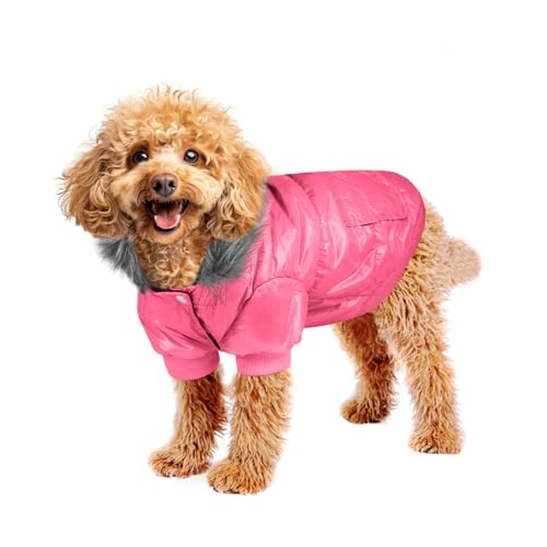 NAMSAN Hundemantel für mittelgroße Hunde, warme Hundekleidung mit Kappen, winddichter Hunde-Kapuzenpullover für mittelgroße Hunde, kaltes Wetter, Rosa, Größe XXL von Namsan