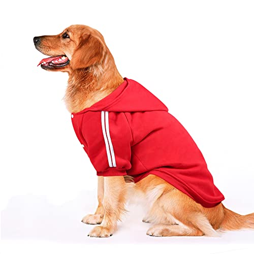 NAMSAN Hundepullover Warm Hundebekleidung Winterkleidung für Große Hunde Knopfdesign Hund Hoodie Hundepulli Rot—2XL von Namsan