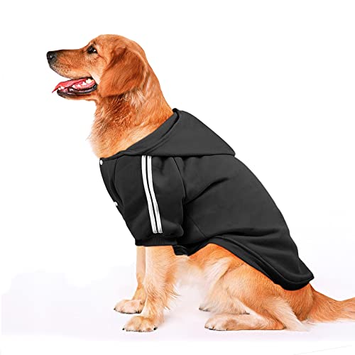 NAMSAN Hundepullover Warm Hundebekleidung Winterkleidung für Große Hunde Knopfdesign Hund Hoodie Hundepulli Schwarz—2XL von Namsan