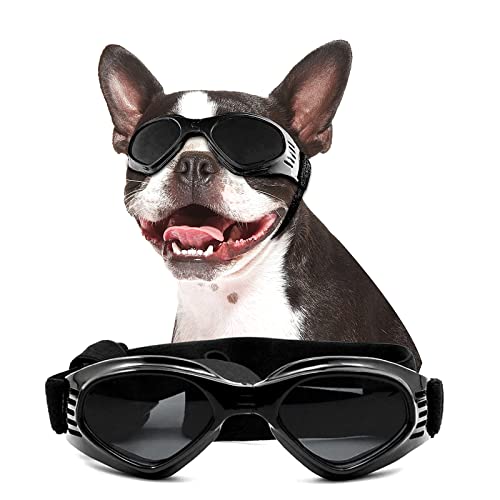 NAMSAN Hundesonnenbrille für mittelgroße Rassen, UV-Schutz, Anti-Beschlag-Hundebrille für kleine bis mittelgroße Hunde, winddichter Hundeaugenschutz, Winter-Schnee-Brille, einfaches Anziehen / von NAMSAN