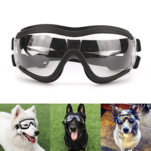 NAMSAN Sonnenbrillen für Hunde Einstellbar Hundebrille Wasserdicht Winddicht Hunde Motorradbrille Schutzbrille für Mittel/Gross Hunde-Clear von Namsan