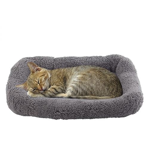 Namsan Katzenbett Hundebett Sanft Katzenkissen Plüsch Wärmematte für Kleinen Hunde/Katze/Hasen, 42CM X 28CM, Gray von Namsan