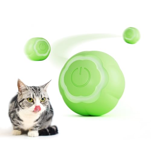 Namsan Katzenspielzeug Elektrisch Katzenball mit LED Licht Automatischer 360-Grad-Rollbal Interaktives Katzenspielzeug Katzen Powerball Type-C Wiederaufladbarer für Katzen (Grün) von Namsan