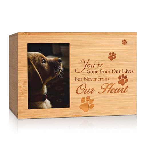 Namvo Haustierurnen für Hundeasche, Hundeaschenkiste aus Holz, Schatulle, Andenken, Erinnerungsgeschenk, Fotobox, Haustieraschenhalter mit Bilderrahmen von Namvo