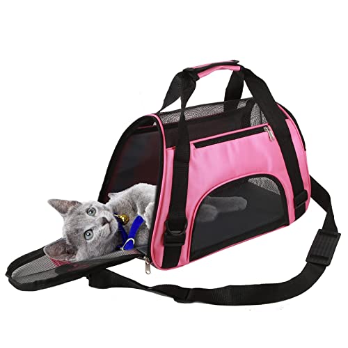 Namzi Haustier-Tragetasche, Katzenreise, tragbare Tasche, Zuhause, von Fluggesellschaften zugelassene Seesäcke, für kleine Hunde, Katzen und Welpen, Kleintiere (klein, Rosa) von Namzi