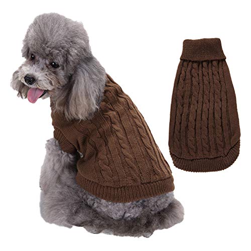 Namzi Hundebekleidung für Hunde, weich, dick, warm, Winter, Welpenpullover für Hunde, Braun, Größe XS von Namzi