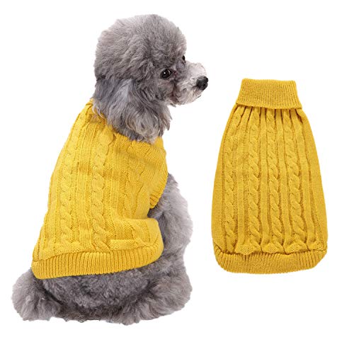 Namzi Hundebekleidung für Hunde, weich, dick, warm, Winter, Welpenpullover für Hunde, Gelb, Größe 3XL von Namzi