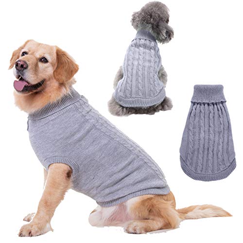 Namzi Hundebekleidung für Hunde, weich, dick, warm, Winter, Welpenpullover für Hunde, Grau, Größe L von Namzi