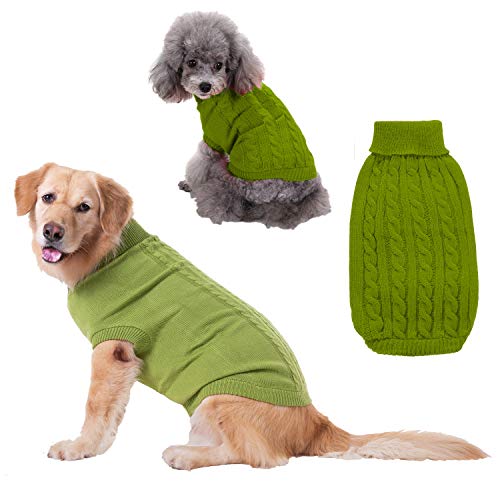 Namzi Hundebekleidung für Hunde, weich, dick, warm, Winter, Welpenpullover für Hunde, Grün, Größe L A von Namzi