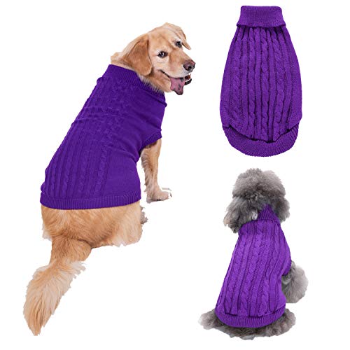 Namzi Hundebekleidung für Hunde, weich, dick, warm, Winter, Welpenpullover für Hunde, Lila, Größe L von Namzi