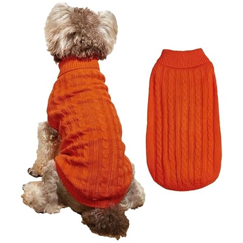 Namzi Hundebekleidung für Hunde, weich, dick, warm, Winter, Welpenpullover für Hunde, Orange, Größe XS von Namzi