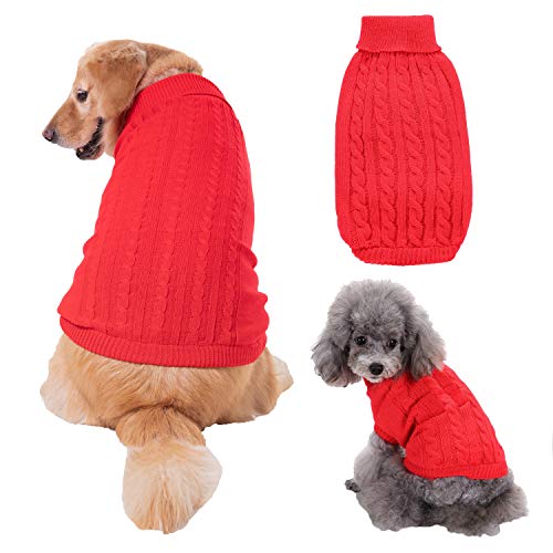 Namzi Hundebekleidung für Hunde, weich, dick, warm, Winter, Welpenpullover für Hunde, Rot, Größe L A von Namzi