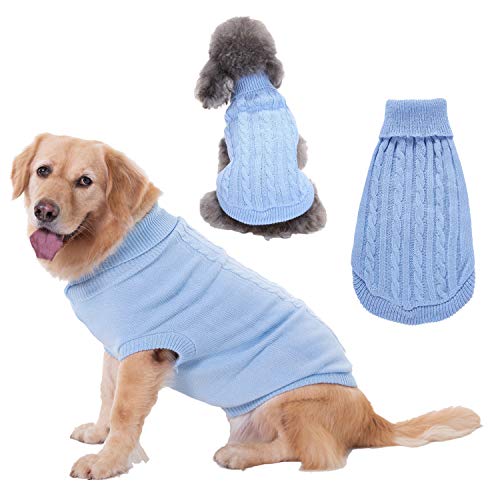 Namzi Hundebekleidung für Hunde, weich, verdickt, warm, für den Winter, Welpenpullover für Hunde, Hellblau, Größe XL von Namzi