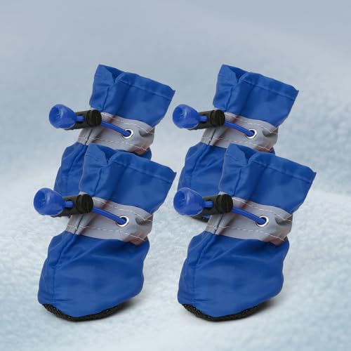 Namzi Hundestiefel, Pfotenschutz, rutschfeste Winter-Hundeschuhe mit reflektierenden Riemen, für kleine und mittelgroße Hunde, Größe 1, 4 Stück, Blau von Namzi