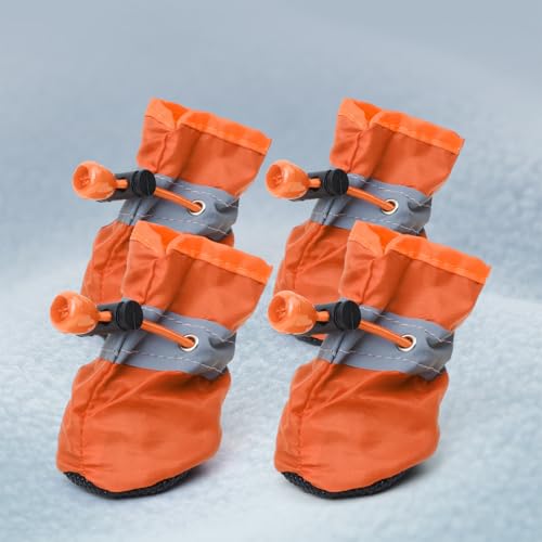 Namzi Hundestiefel, Pfotenschutz, rutschfeste Winter-Hundeschuhe mit reflektierenden Riemen, für kleine und mittelgroße Hunde, Größe 1, 4 Stück, Orange von Namzi