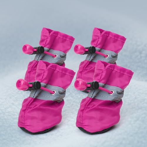 Namzi Hundestiefel, Pfotenschutz, rutschfeste Winter-Hundeschuhe mit reflektierenden Riemen, für kleine und mittelgroße Hunde, Größe 1, 4 Stück, Rosa von Namzi