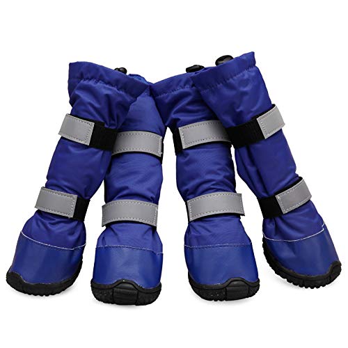 Namzi Outdoor Hundeschuhe Winter Hundeschuhe rutschfest für Schnee Regen (Blau, 2XL, 4 Stück) von Namzi