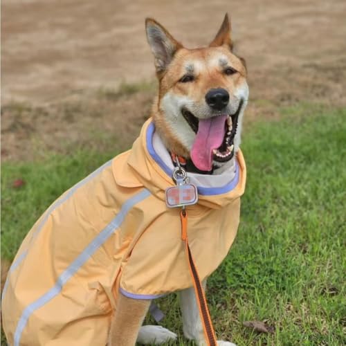 Namzi Wasserdichter Hunde-Regenmantel, verstellbar, reflektierend, leicht, Haustier-Regenkleidung (Größe M, Gelb) von Namzi