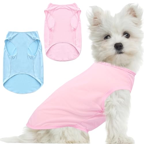 Nanaki 2er-Pack dehnbare Hunde-Shirts - atmungsaktives Hunde-T-Shirt, leicht, schnell trocknend, Tank-Top-Sweatshirt, Pullover, Weste, Pyjama, ideal als Sonnenschutz, Frühling und Sommer von Nanaki