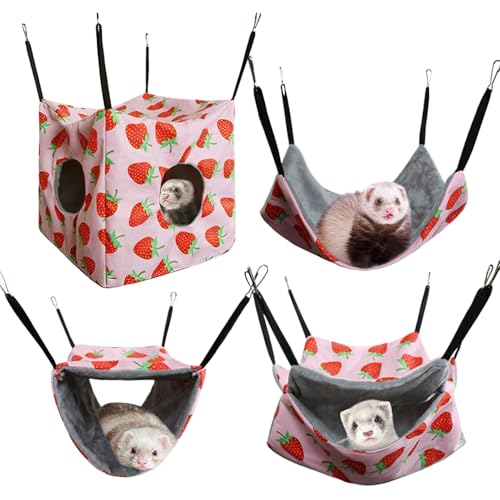 Nankoyal Hamster-Hängematten-Bett – bequeme Hängematte für Frettchen, abnehmbares Kleintier-Schlafhaus für Hamster, Eichhörnchen, Frettchen Nankoyal Hamster-Hängematten-Bett – bequeme Hängematte für Frettchen, abnehmbares Kleintier-Schlafhaus für Hamster, Eichhörnchen, Frettchen von Nankoyal