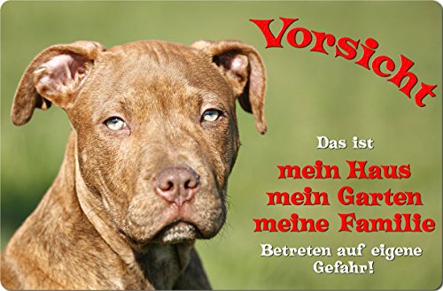 +++ American PITBULL Pit Bull Terrier - Metall WARNSCHILD Schild Hundeschild Sign - APT 01 T1 von Nanyuk