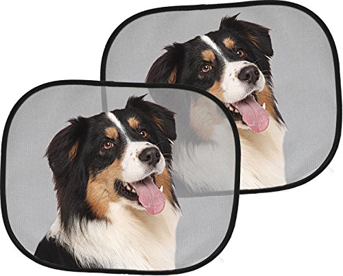 Australian SHEPHERD - 2 x Auto-Sonnenschutz, 4 Saugnäpfe, 44 x 38 cm, Zweier-Set - ASD 02 von Nanyuk