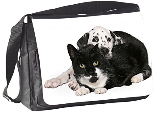 Nanyuk +++ Hund & Katze TIERFREUNDSCHAFT Dalmatiner - COLLEGETASCHE Tasche UMHÄNGETASCHE Schultertasche - TIF 05 von Nanyuk