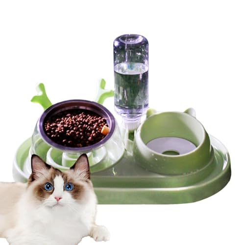 Katzenfutter-Wassernapf-Set – 2-in-1 Automatisches Haustier-Tränke-Futternäpfe-Set | Slow Down Eating Cat Feeder Water Dispenser, 15 ° Geneigte, Erhöhte Doppel-Hundekatzennäpfe Für Kätzchen, Welpen, K von Naqqios