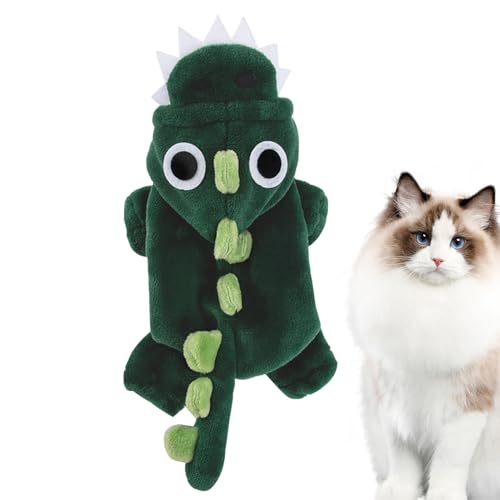 Kreatives Dinosaurier-Kostüm – für Haustiere, Dehnbare Hundekleidung | Super Puppy Outfits Fleece-Hundemantel, lustige Kleidung mit Kapuze, Halloween-Dinosaurier-Hundekostüm von Naqqios