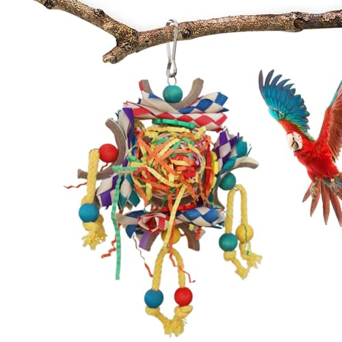 Naqqios Futtersuche Spielzeug, Papageienpapierkauspielzeug | Papageienballspielzeug - Metall Hook Design Futtersuche Accessoires für Vögel Afrikanische Grau, Aras, Conure, Cockatoos, Cockatiel von Naqqios