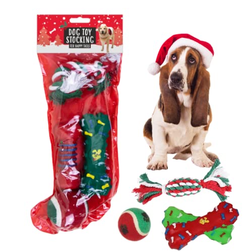 Naras Hundespielzeug, Weihnachtsstrumpfgeschenk, interaktives Welpenspielzeug, Bälle, Knochen und Seilgeschenke für Hunde, Strumpffüller, Kauspielzeuggeschenke für Hunde von Naras