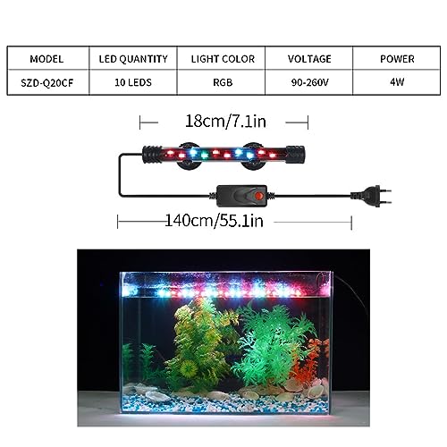 Aquariumlicht, Aquariumlicht, Tauchbare LED-Leuchten, Vollspektrum-Aquariumlicht mit Hochhellem LED-Chip für Süß- und Meerwasseraquarien (10 LEDs-EU) von Naroote