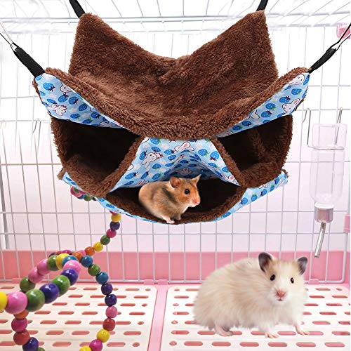 Buntes Haustier h ngendes Bett, Hamster-H ngematte, dreischichtiger Warmer H ngematten-Schlafsack für Hamster-Eichh rnchen Sugar Gilder Birds(Blue) von Naroote