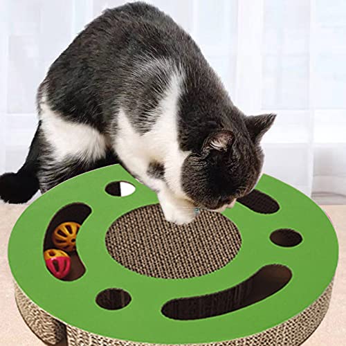 Cat Scratcher Pad Toy, 3 in 1 Kratzfestes Interaktives Wellpappen-Kätzchen-Scratcher-Spielzeug mit Glockenkugel für den Innenbereich (Grün) von Naroote