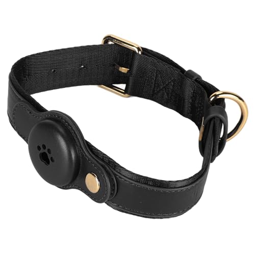 Elegantes Hundehalsband, PU und Metallstoff, Robuster Kragen für Weiche Hunde für Spaziergänge und Camping (Black) von Naroote