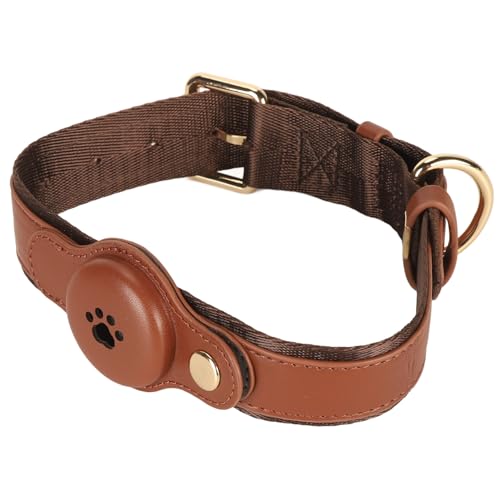 Elegantes Hundehalsband, PU und Metallstoff, Robuster Kragen für Weiche Hunde für Spaziergänge und Camping (Brown) von Naroote