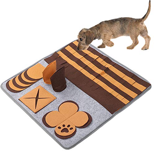 Fütterungssicherheitsmatte DogSniffing Pad, Nasenarbeitsunterlage Pet Feeding Mat, Spieldecke Brown Sniffing Cats für Hunde Welpen Haustiere(Brown (main)) von Naroote