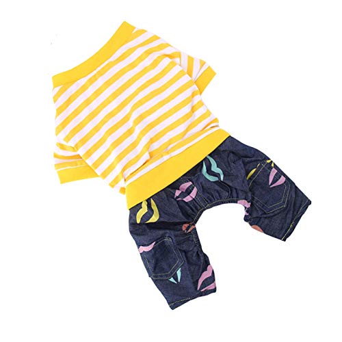 Haustier Pyjama, Hund Baumwolle Pyjama(Yellow and White Strips, L) von Naroote