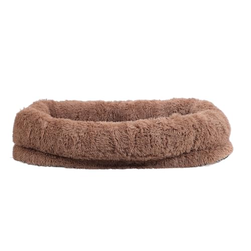 Naroote Großes Menschliches Hundebett, Ergonomisches, Bequemes Plüsch-Khaki, rutschfest, Maschinenwaschbar, Rundes Hundebett in Menschlicher Größe für zu Hause (165x100x25cm) von Naroote