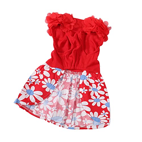 Naroote Mädchen-Hundekleid, Hautfreundliches Welpen-Prinzessin-Kleid, Sommerkleidung, Rot, Stilvoll für den Alltag (M) von Naroote