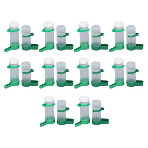 Naroote Vogelwasserspender, Wachteltränke, Vogelwasserspender, 10er-Set, Vogelkäfig-Wasserspender-Set, 140 Ml Wasserspender und 150 Ml Vogelfutterspender für Sittiche, Nymphensittiche von Naroote