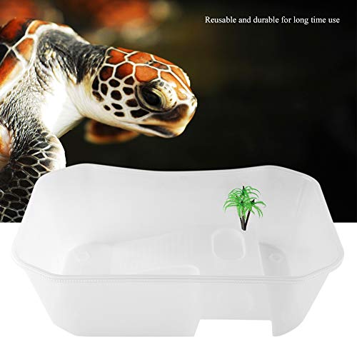 Schildkröten-Baking-Plattform, Dock Kunststoff-Schildkröten-Zuchtbox Schildkrötenplattform mit Basking-Plattform für Schildkröten-Reptilien (White) von Naroote