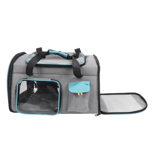 Transportbox für Haustiere, Katzentransportbox, Großes Fassungsvermögen, Leicht zu Reinigen, für Reisen Im Freien (Grau und Blau) von Naroote