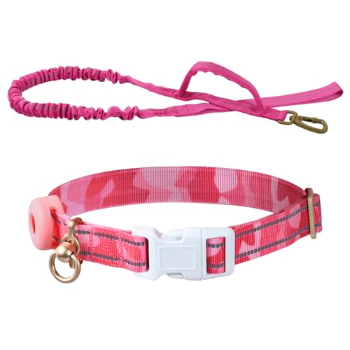 Reflektierendes Hundehalsband Verstellbar Gepolstert Weiches Neopren Atmungsaktiv Halsbänder, mit Hundetrainingsleine Sicherheitsschnalle Inklusive Hundeleine Für Kleine Mittlere Große Hunde (Rosa) von Naseom