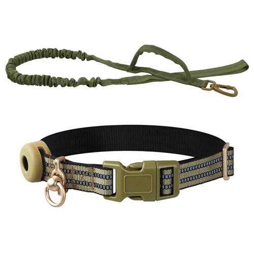 Reflektierendes Hundehalsband Verstellbar Gepolstert Weiches Neopren Atmungsaktiv Halsbänder, mit Hundetrainingsleine Sicherheitsschnalle Inklusive Hundeleine Für Kleine Mittlere Große Hunde (Grün) von Naseom